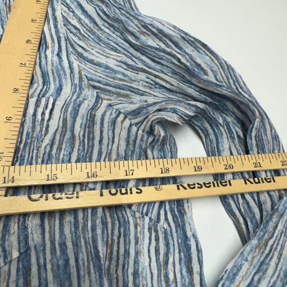 Nanette Lepore Top Womens Medium Blue Striped Collared Tunic Blouse Coastal - Picture 7 of 7